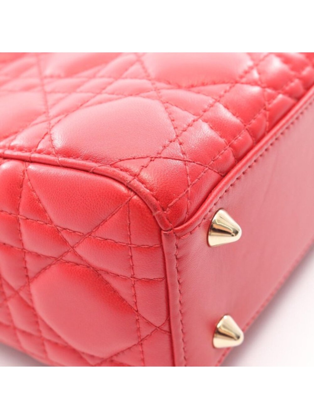 Dior Handbag Lady Dior MY Abcdior 2-Way Red Leather Cannage Tote Small - Picture 8 of 12